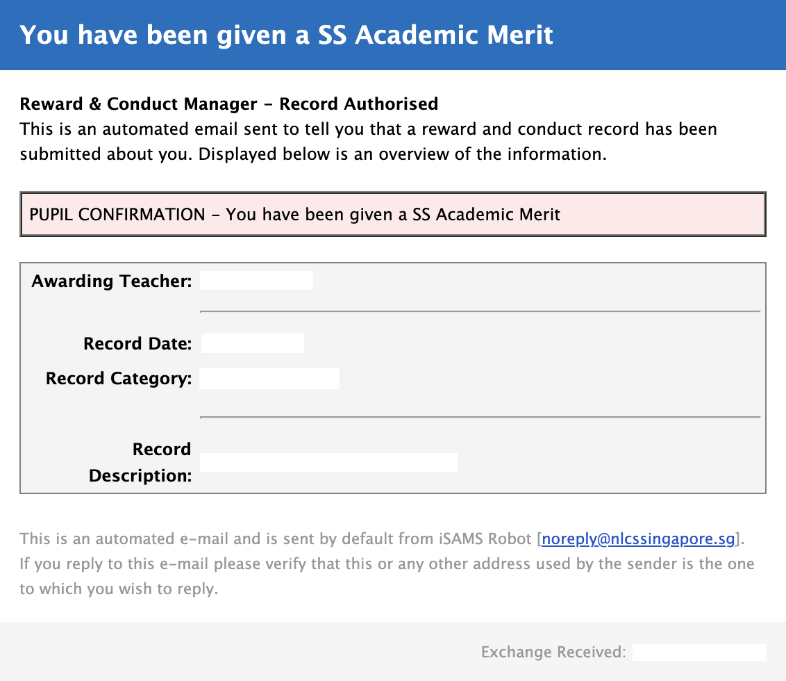 Example of Behavioral Record